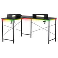 GTRACING L-Shaped Gaming Desk with RGB Light and Removable Storage Stands, Black - Brand New - Open Box