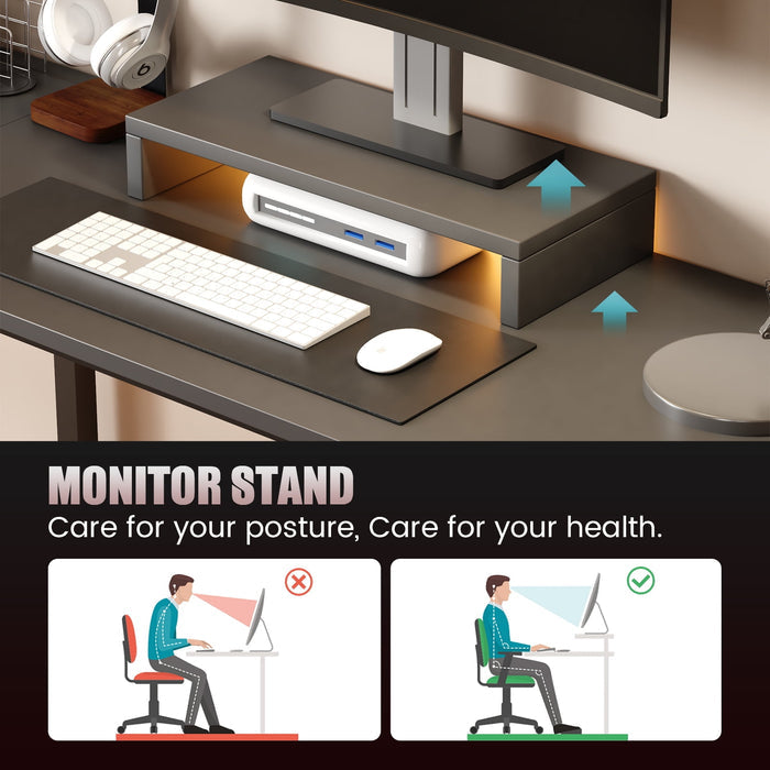 GTRACING L-Shaped Gaming Desk with RGB Light and Removable Storage Stands, Black - Brand New - Open Box