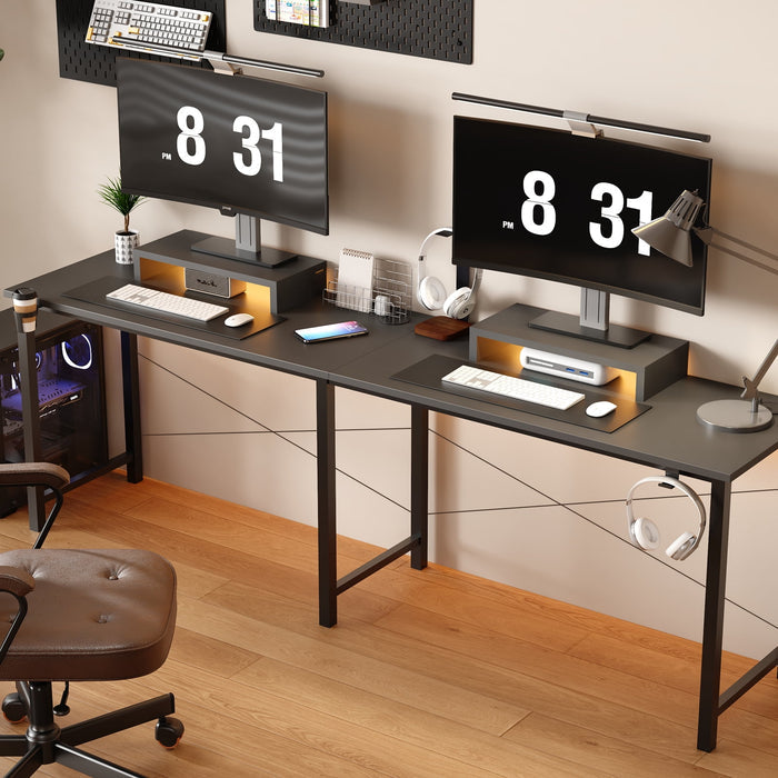 GTRACING L-Shaped Gaming Desk with RGB Light and Removable Storage Stands, Black - Brand New - Open Box