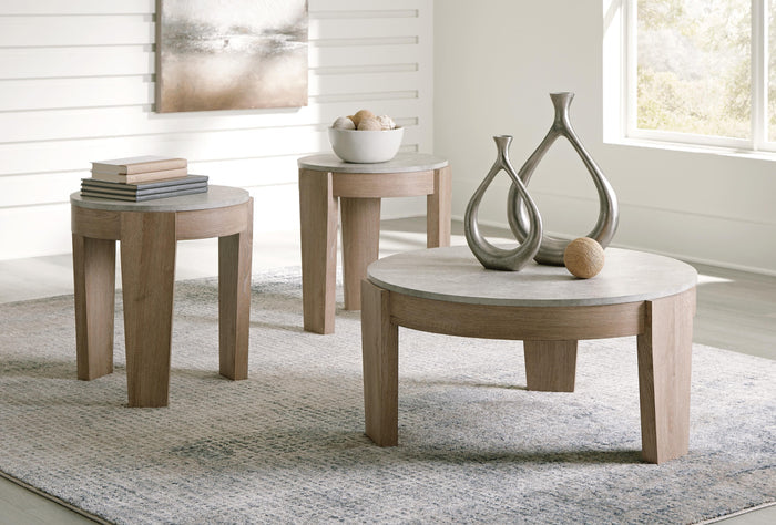 Guystone Light Brown Occasional Table Set (3/CN) - Brand New