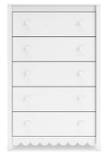 Hallityn White Five Drawer Chest - Brand New