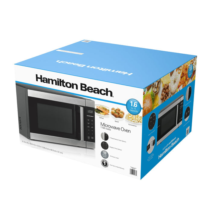 Hamilton Beach 1.6 Cu ft Sensor Cook Countertop Microwave Oven in Stainless Steel, New - Brand New