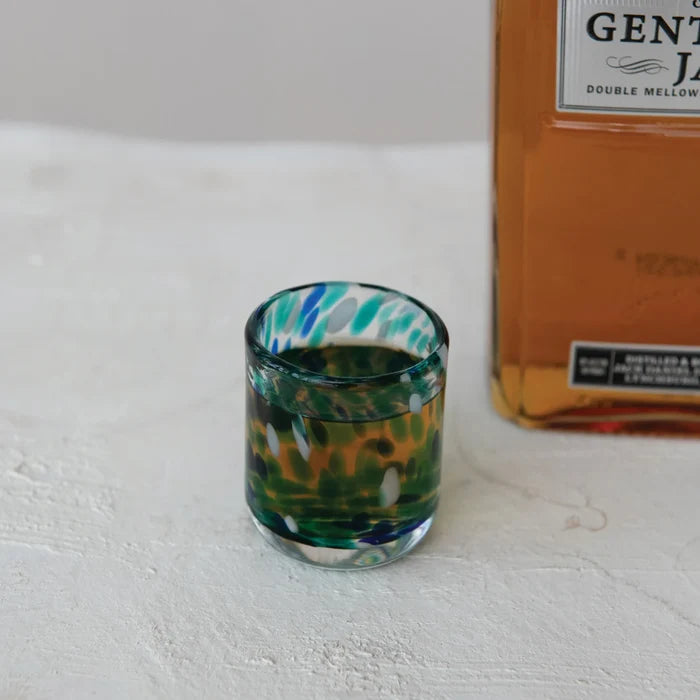 HAND-BLOWN CONFETTI SHOT GLASS