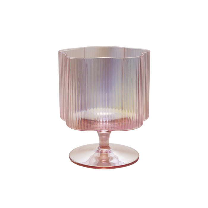 HAND-BLOWN PLEATED FLOWER WINE GLASS