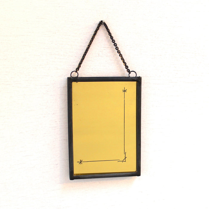 hand-gilded mirror D: gold with art deco etching