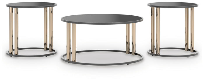 Hannerly Black/Gold Finish Occasional Table Set (3/CN) - Brand New