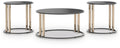 Hannerly Black/Gold Finish Occasional Table Set (3/CN) - Brand New