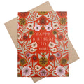 Red "Happy Birthday To You" greeting card from Owen Glass Collection with colorful celebratory design.