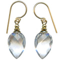 Harlequin 11 clear glass and gold earrings from Owen Glass Collection, featuring a geometric design and elegant craftsmanship.