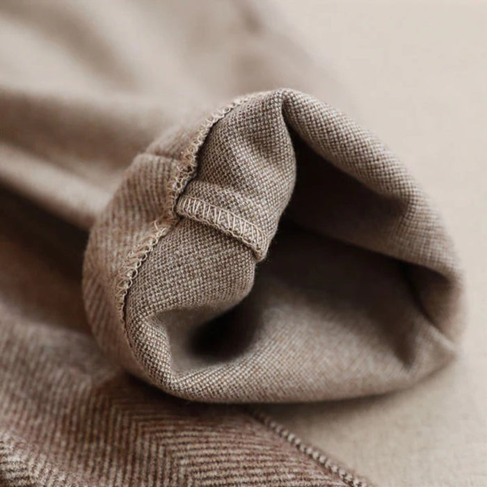 MEELANO Herre Herringbone-bukserne Med Skræddersyet Pasform Og Blødt Stof Neutrale Toner