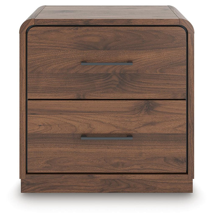 Hollinaze Walnut Brown Two Drawer Night Stand - Brand New