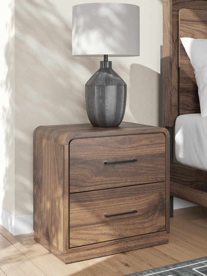 Hollinaze Walnut Brown Two Drawer Night Stand - Brand New