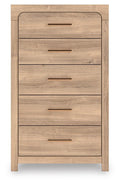 Hollymount Tan Five Drawer Chest - Brand New