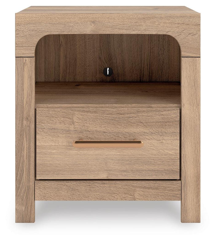 Hollymount Tan One Drawer Night Stand - Brand New