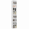 Homfa 8-Tier Media Tower, CD DVD Media Storage Unit with 4 Adjustable Shelves for Living Room Bedroom, White - Brand New