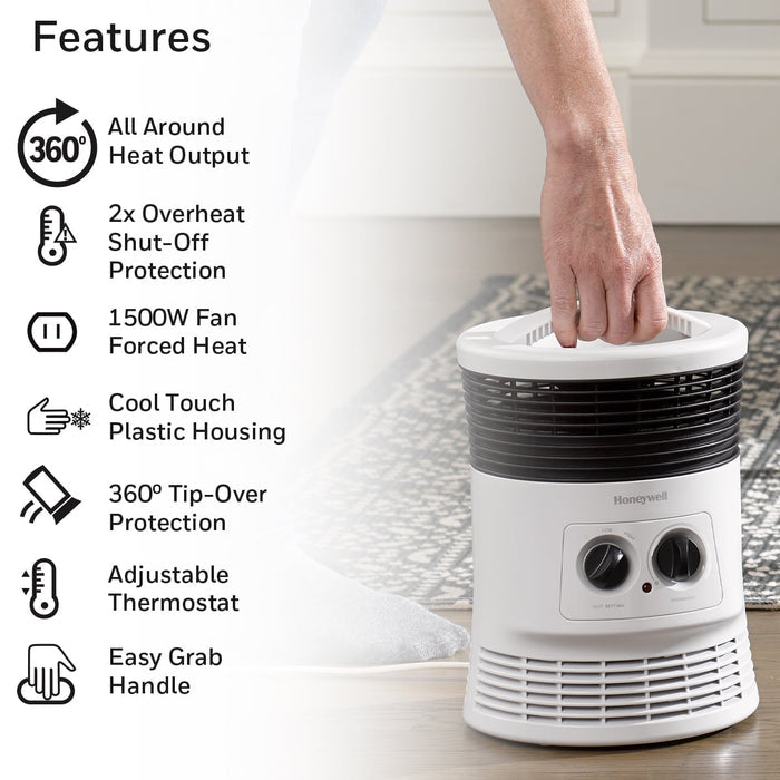 Honeywell 360 Surround Space Heater for Indoor Use, Small Electric Space Heater, White, HHF360W - new