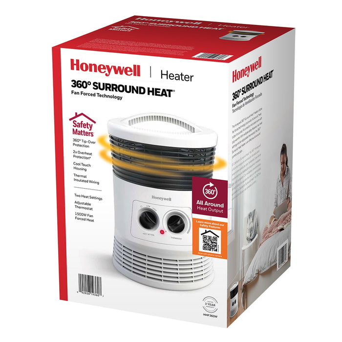 Honeywell 360 Surround Space Heater for Indoor Use, Small Electric Space Heater, White, HHF360W - new
