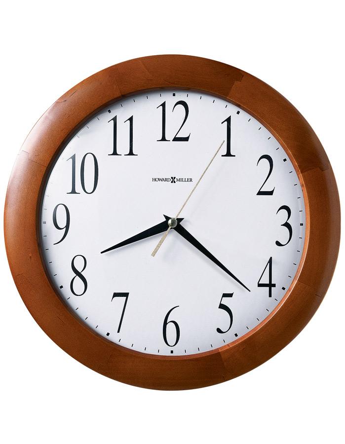 Howard Miller Corporate Wall Clock - Cherry Finish Wood Case - White Dial - 625-214