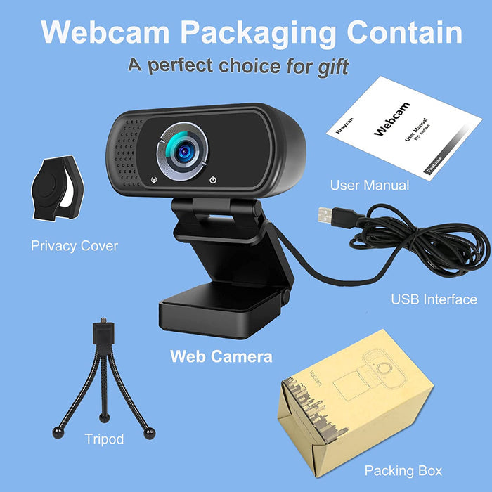 Hrayzan HD Webcam with Microphone, Plug and Play|WIN 10,11,MAC