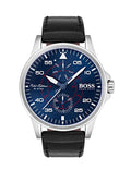Hugo Boss Mens Aviator Watch - Stainless Steel -Black Leather Strap -Day/Seconds - BOSS-1513515_1d9cb721-9fd8-406b-90a2-b21eb6027a30