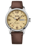Hugo Boss Pilot Edition Mens Watch - Leather Strap - Beige Dial - Day/Date - 50m - BOSS-1513332_659bb633-f2e9-4f62-9ca6-e4e946dbc785
