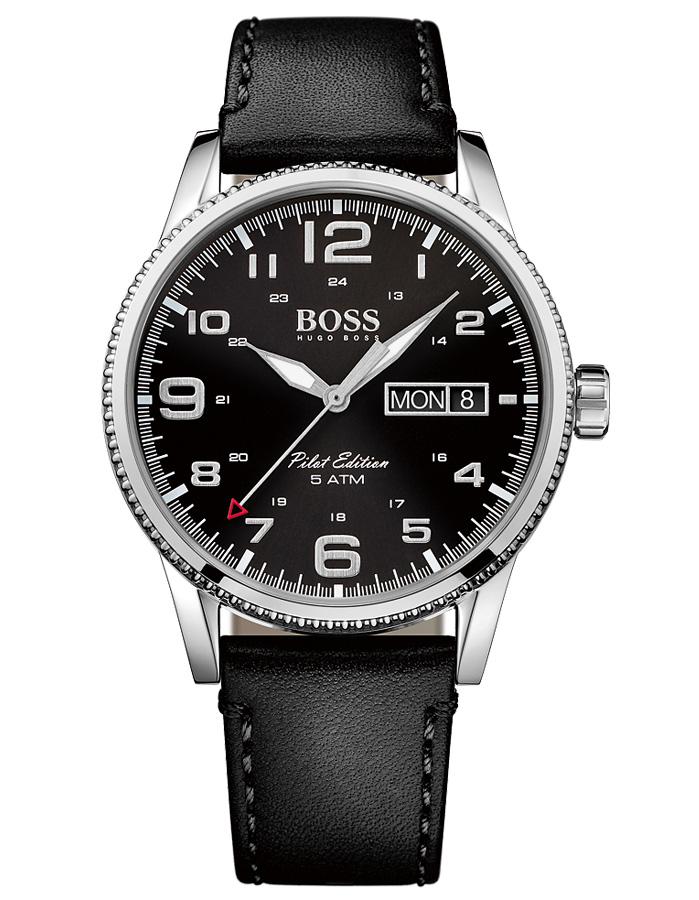 Hugo Boss Pilot Edition Watch - Stainless - Black Dial & Strap - 50m - Day/Date - BOSS-1513330_fc43d074-2fdf-446e-a469-2119100e0816
