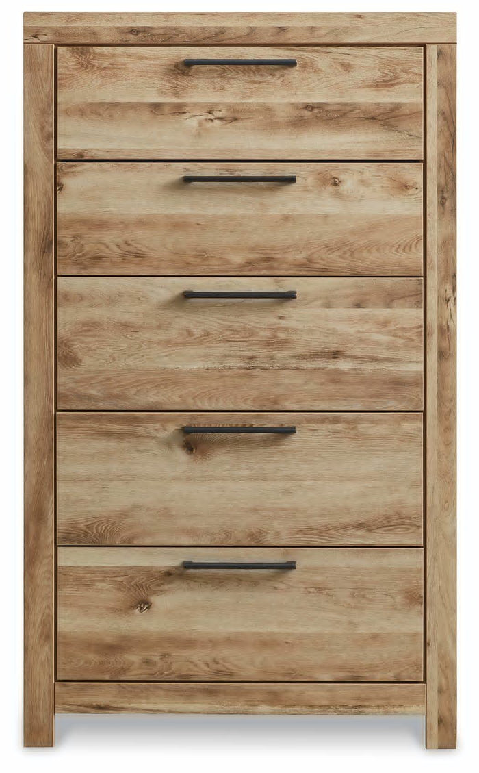Hyanna Tan Brown Five Drawer Chest - Brand New