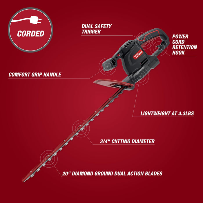 Hyper Tough 3.7-Amp 20 in. Corded Electric Hedge Trimmer HT21-401-002-02 [New] - Used, In Good Condition