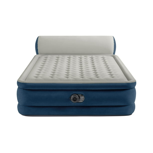 Intex Headboard 18" Queen Dura-Beam Deluxe Raised Air Bed Mattress with Built-in Pump - Used, Like New