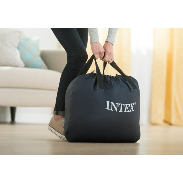 Intex Headboard 18" Queen Dura-Beam Deluxe Raised Air Bed Mattress with Built-in Pump - Used, Like New