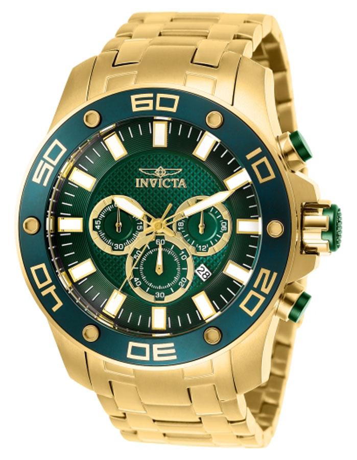 INVICTA Pro Diver Mens Watch - Gold-Tone - Chronograph - Bracelet - Green Dial - INVICTA-26077_7b75fc33-bb5f-4a3f-a8aa-fb8a0ad17ffb
