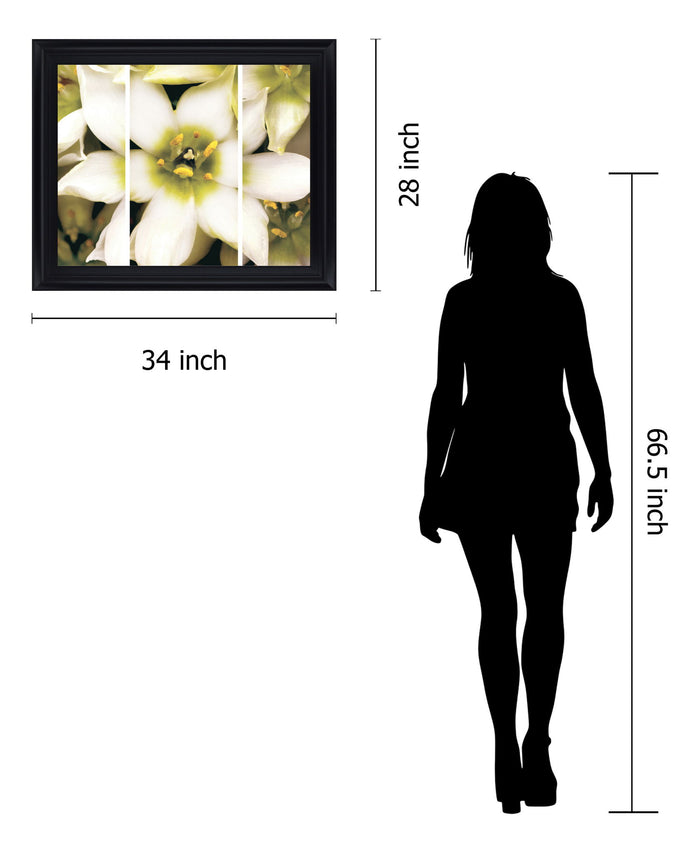 Ivory Petal Radiance - 28" x 34" Framed Wall Art - Beige