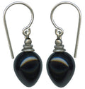 Jet black German glass dangle earrings with mini berry design from Owen Glass Collection.