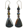 Owen Glass Collection Jet Glass and Czech Garnet Crystal Drop Earrings, Style 49, featuring elegant gemstone and crystal design.