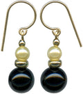 Owen Glass Collection Jet Glass and Pearl Crystal Drop Earrings with bubble-shaped design, elegant jewelry for special occasions.