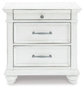 Kanwyn Whitewash Three Drawer Night Stand - Brand New