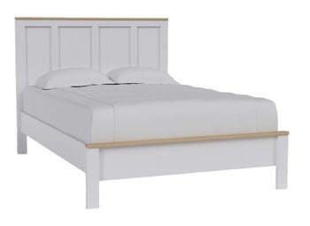 Kerisden White/Brown Full Panel Complete Bed Frame - Brand New
