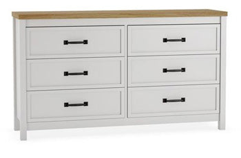 Kerisden White/Brown Six Drawer Dresser - Brand New