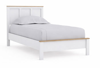 Kerisden White/Brown Twin Panel Complete Bed Frame - Brand New