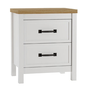 Kerisden White/Brown Two Drawer Night Stand - Brand New
