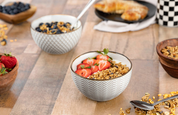 Kook Ceramic Cereal Bowls, 22 oz, Set of 4, Narbonne Collect