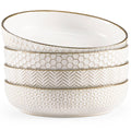 Kook Ceramic Pasta Bowls, 40 oz, Set of 4, Cream/Copper
