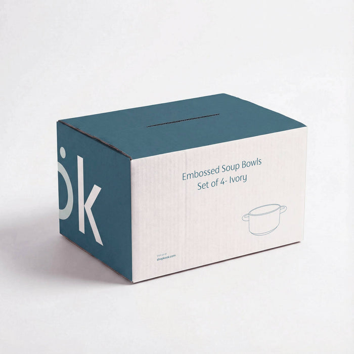 Kook Ceramic Soup Bowls-S/4 with Handles, 26.5 oz,