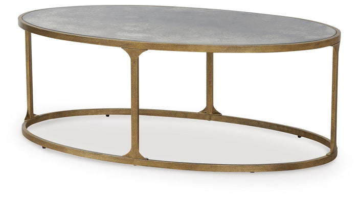 Korajane Antique Gold Oval Cocktail Table - Brand New