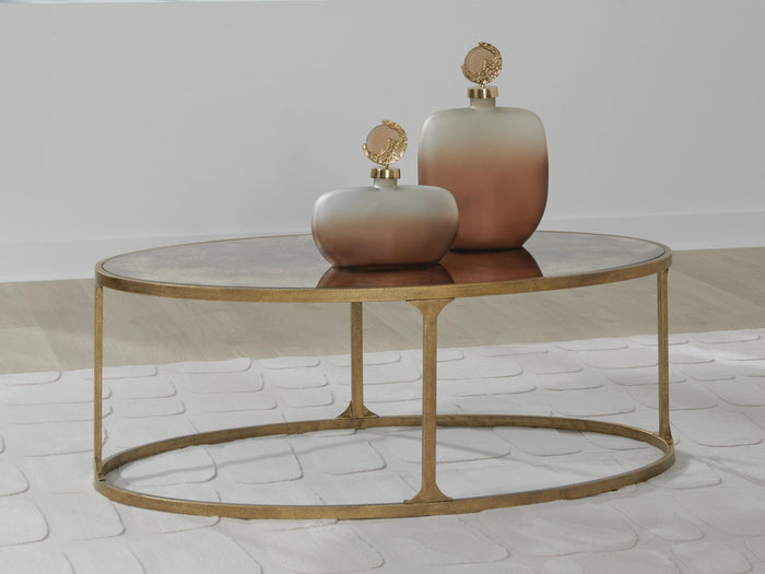 Korajane Antique Gold Oval Cocktail Table - Brand New