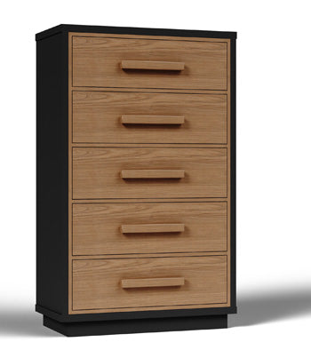 Kozmour Black/Brown Five Drawer Chest - Brand New