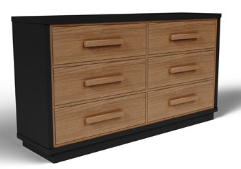 Kozmour Black/Brown Six Drawer Dresser - Brand New