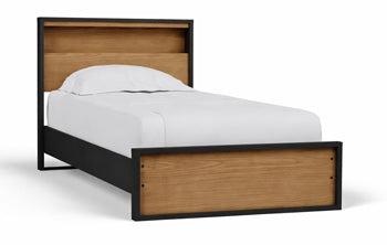 Kozmour Black/Brown T Bookcase Complete Bed Frame - Brand New