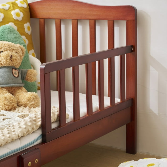 Ktaxon Baby Toddler Bed Solid Wood Bedroom Furniture with Safety Rails Espresso - Brand New