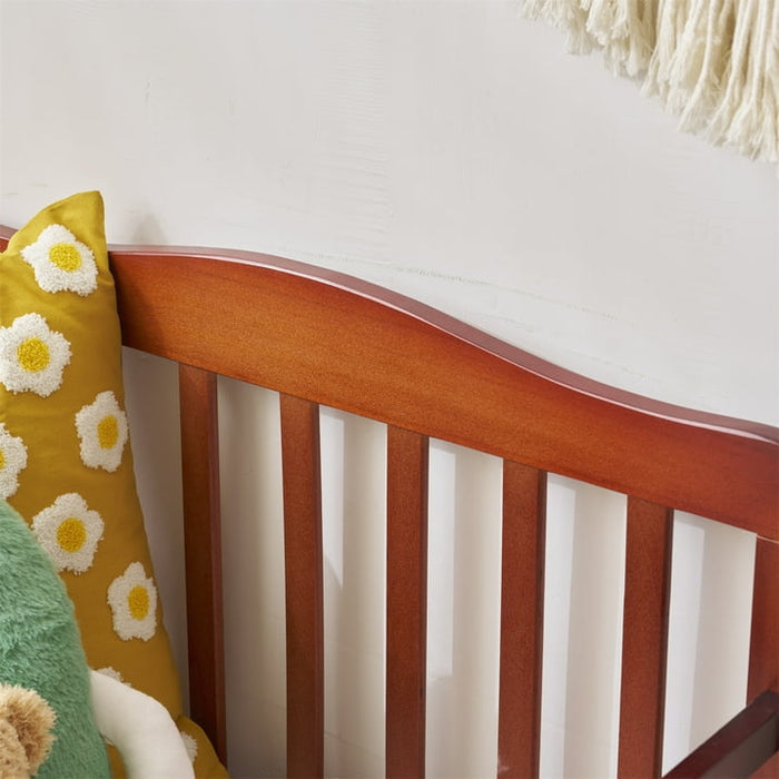 Ktaxon Baby Toddler Bed Solid Wood Bedroom Furniture with Safety Rails Espresso - Brand New